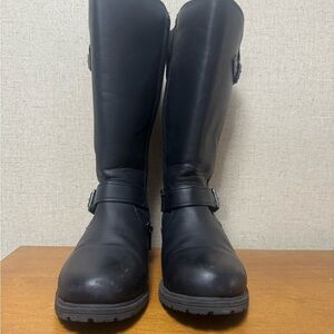 Black Leather Knee-High Boots